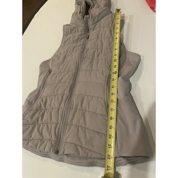 Lululemon Puffer Vest Jacket Removable Hood Size 6 Gray Extra Mile Fleece W/ Bag - Picture 7 of 10